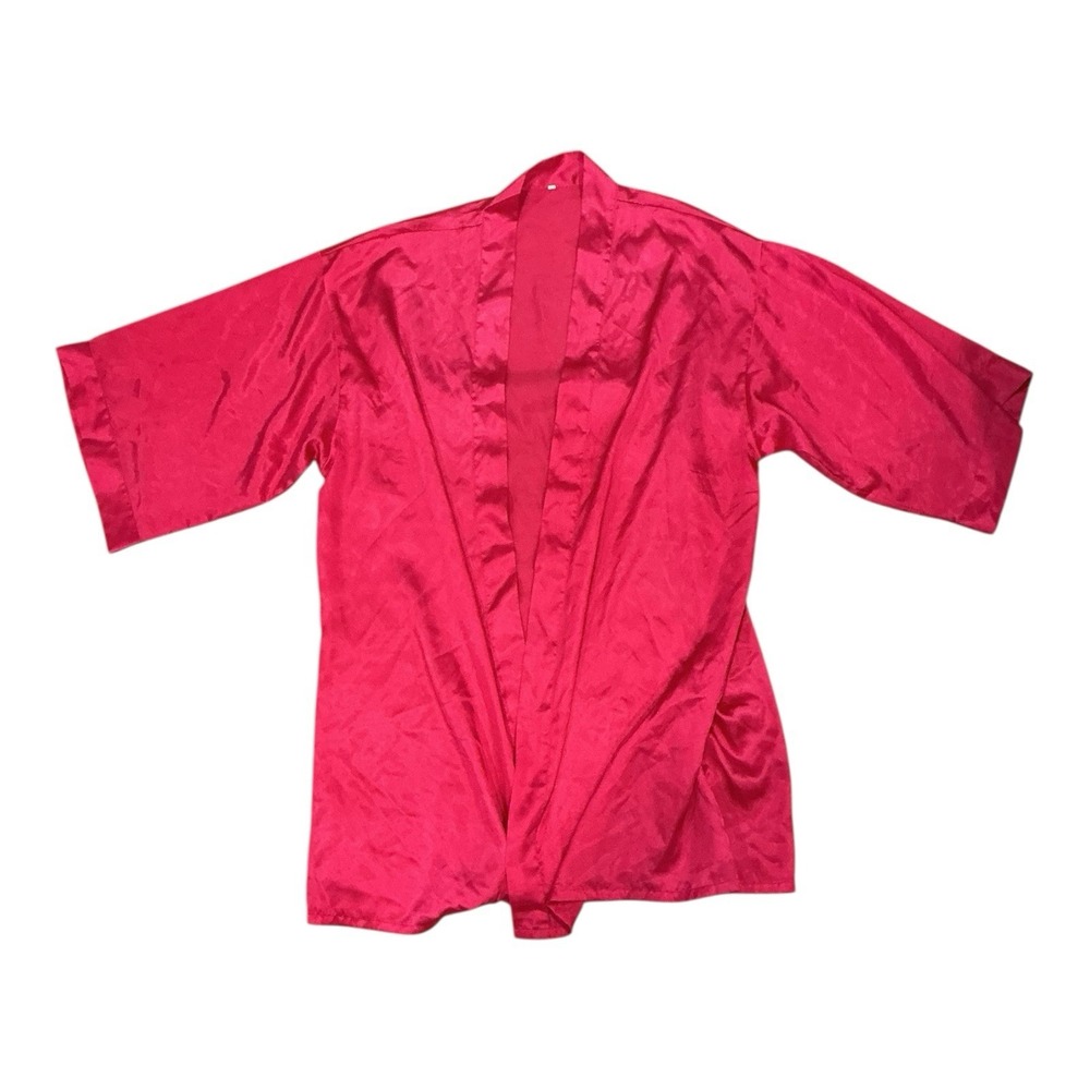 Red Satin Kimono Robe (Small) - Loungewear Sleepwear - Picture 5 of 6